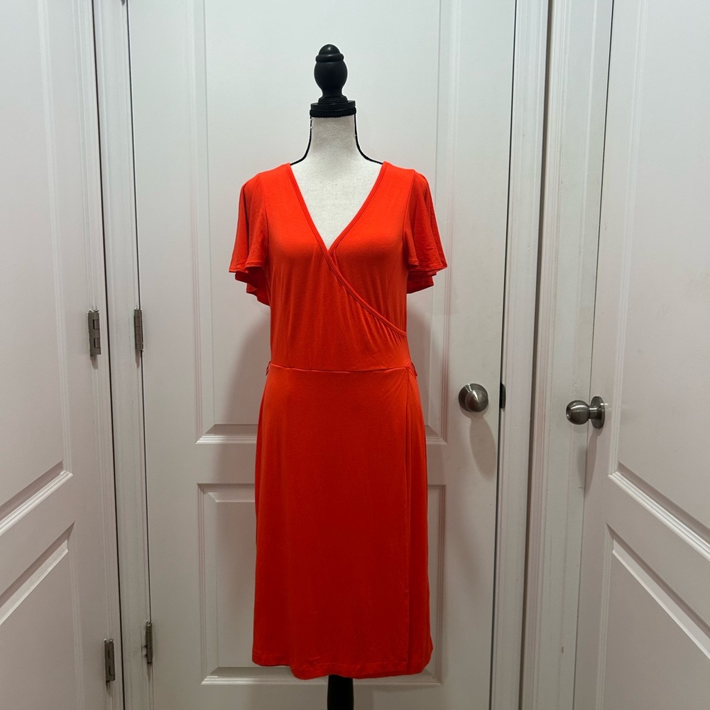 Calvin Klein Vibrant Reddish Orange Midi Dress